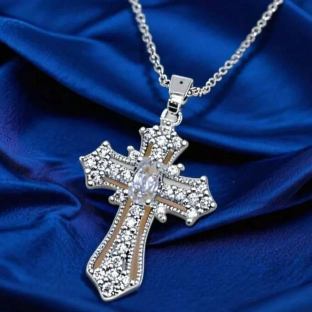 Zircon Cross Necklace  Copper  Pendant Chain
