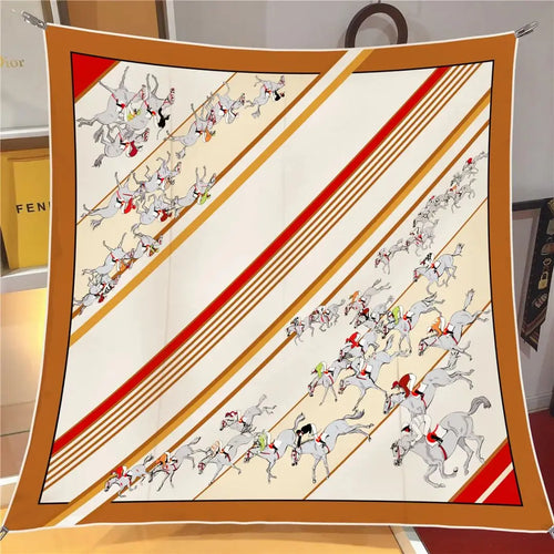 2025 Spring New Brand Print Headband Scarf Women Fashion 90*90cm Silk Twill Hijab Bandana Neckerhicef Sun Protection Shawl Wraps