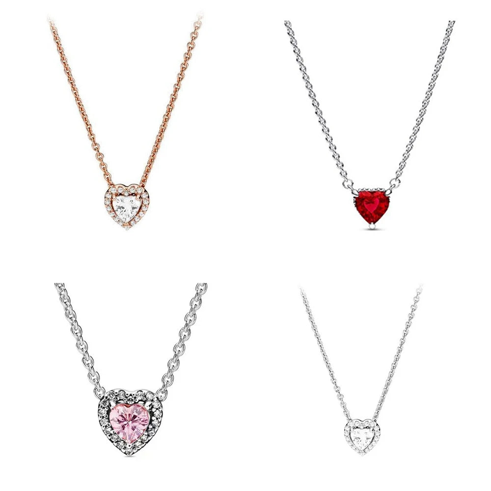 heart-shaped,  white copper silver plated necklace