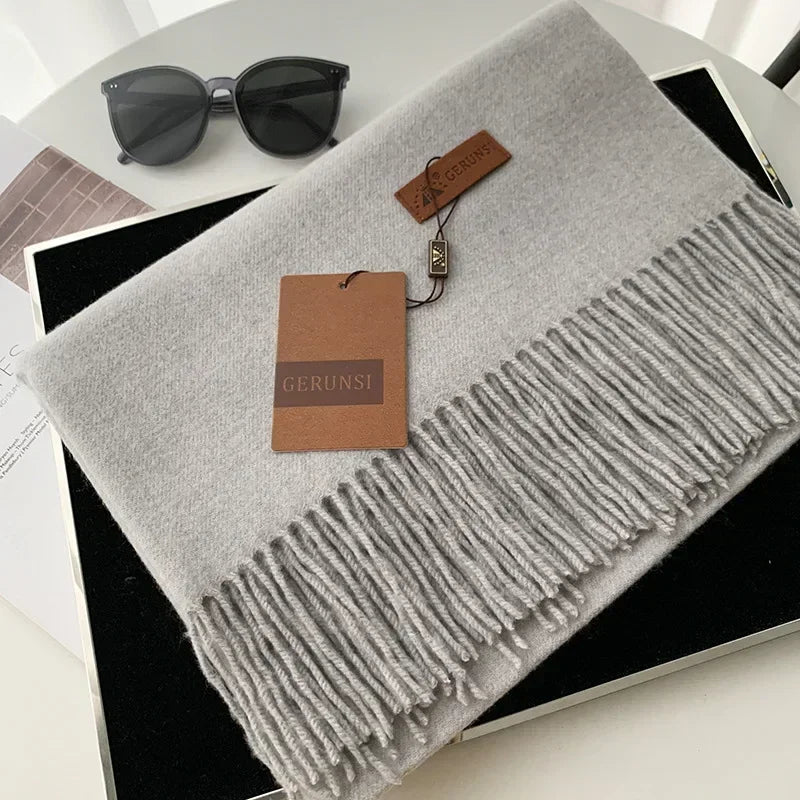 Cashmere Scarf Thick Warm Pashmina  Solid Color Tassel
