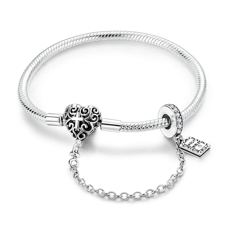 Sterling Silver Bracelets 17-20CM  Heart Shaped Bracelet