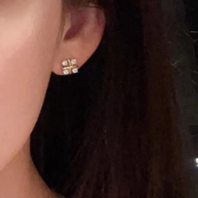 Niche Design Cross Earrings Light , Fashionable, Simple,