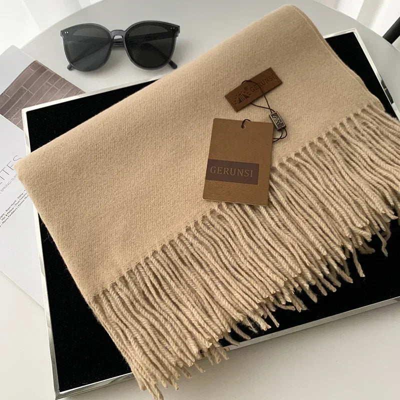 Cashmere Scarf Thick Warm Pashmina  Solid Color Tassel