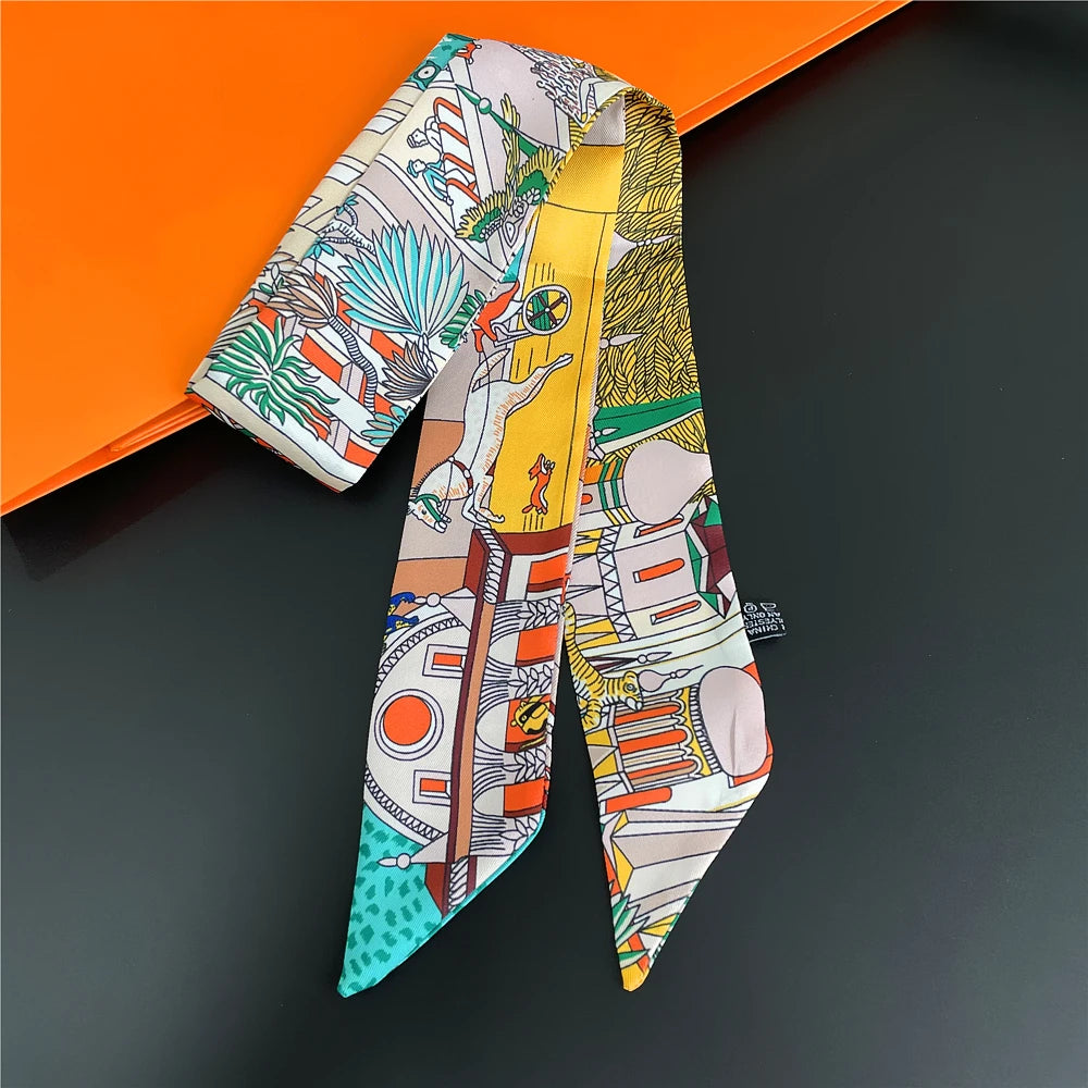 Saddle Print Summer Skinny Silk Scarf