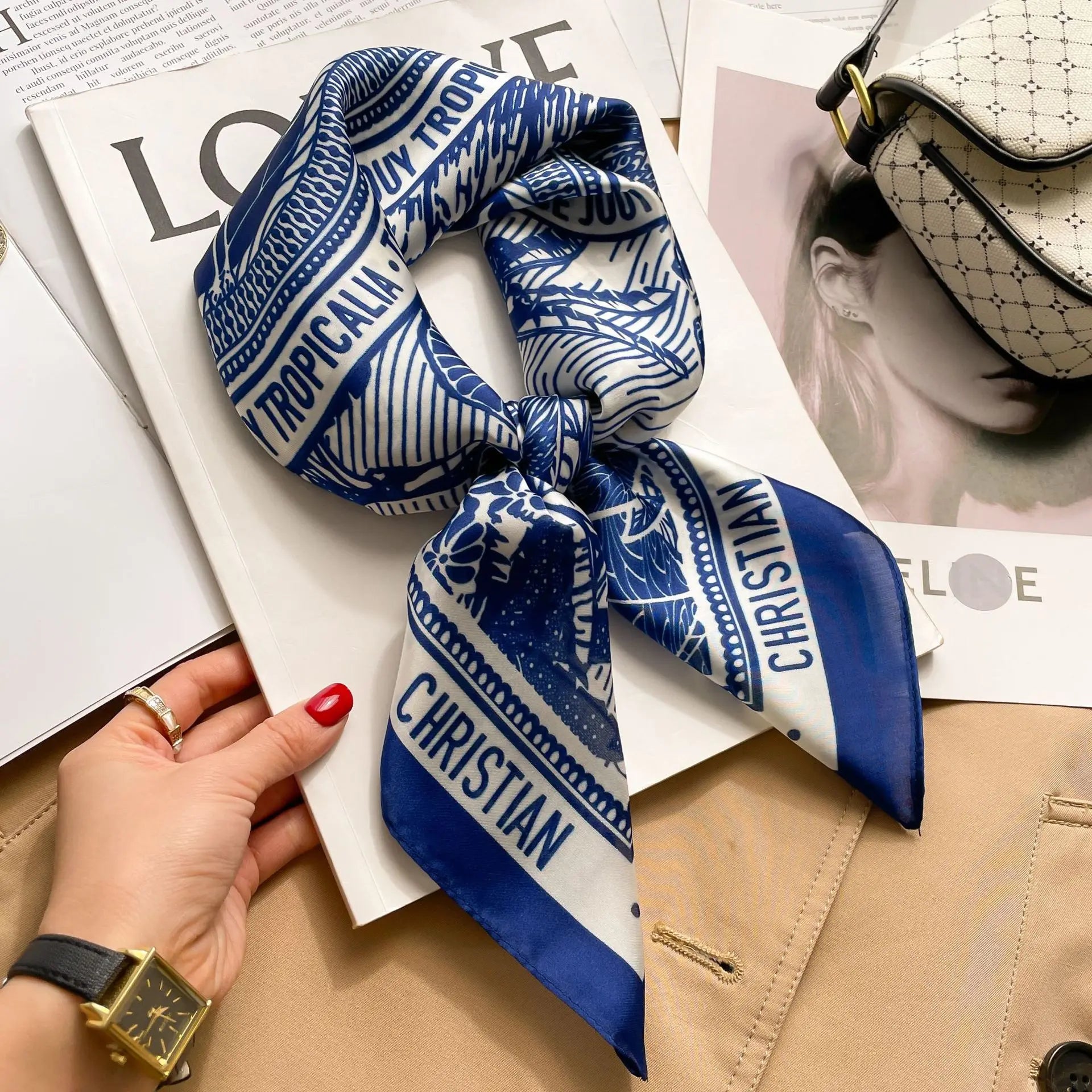Houndstooth Printed Square Scarf