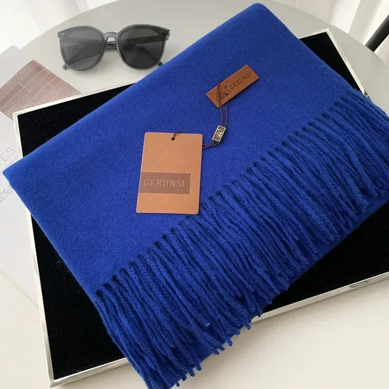 Cashmere Scarf Thick Warm Pashmina  Solid Color Tassel