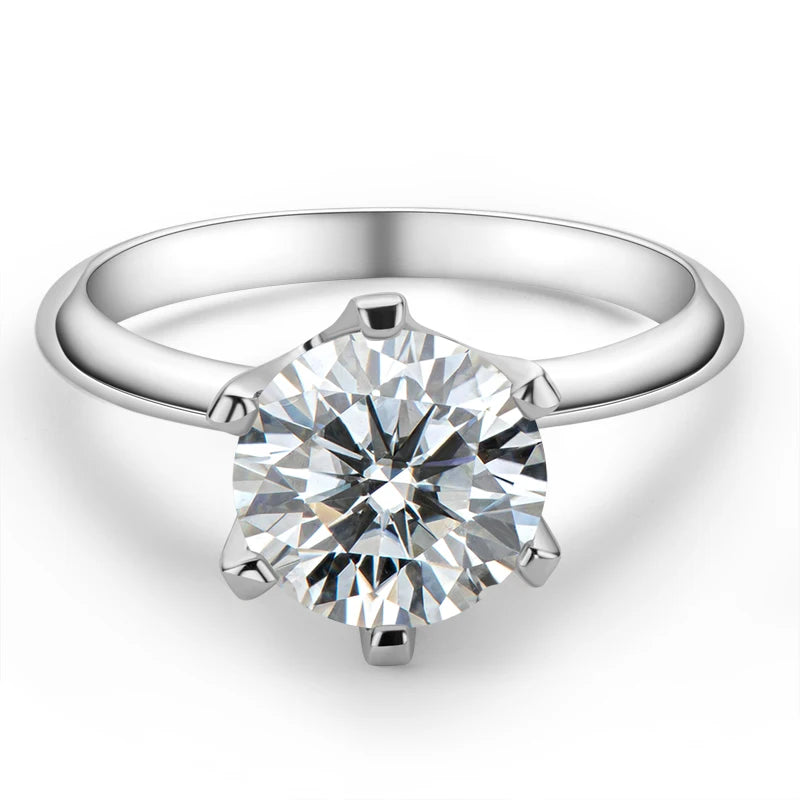 0.5/1/2/3 Carat  Moissanite Solitaire Rings  Silver Lab Diamond