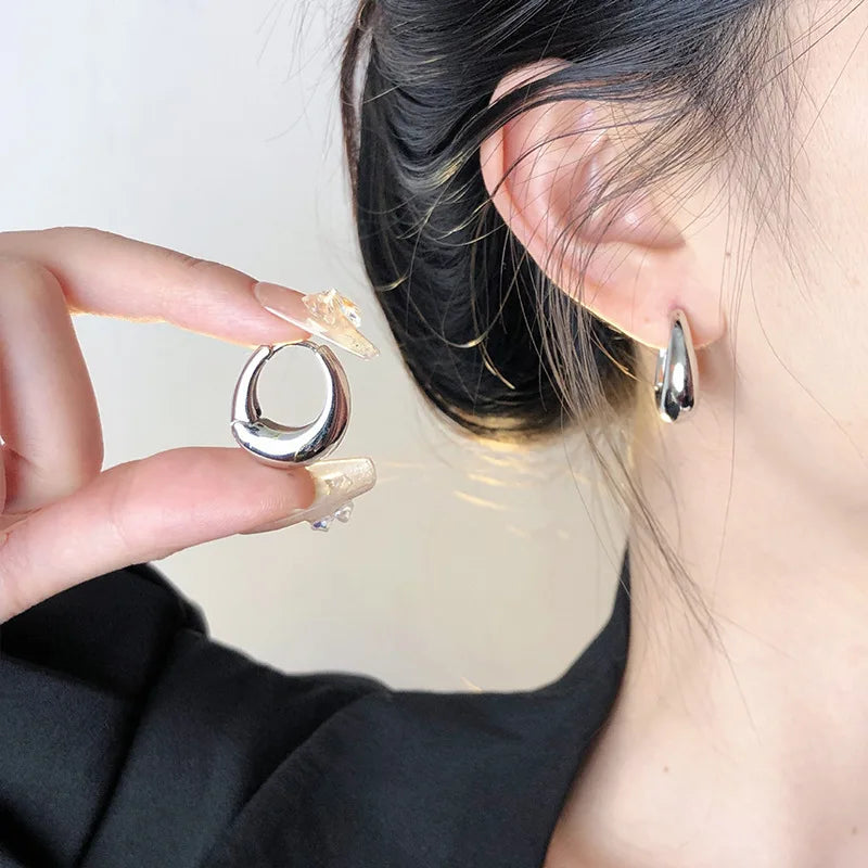 Stainless Steel Chunky Hoop Earrings