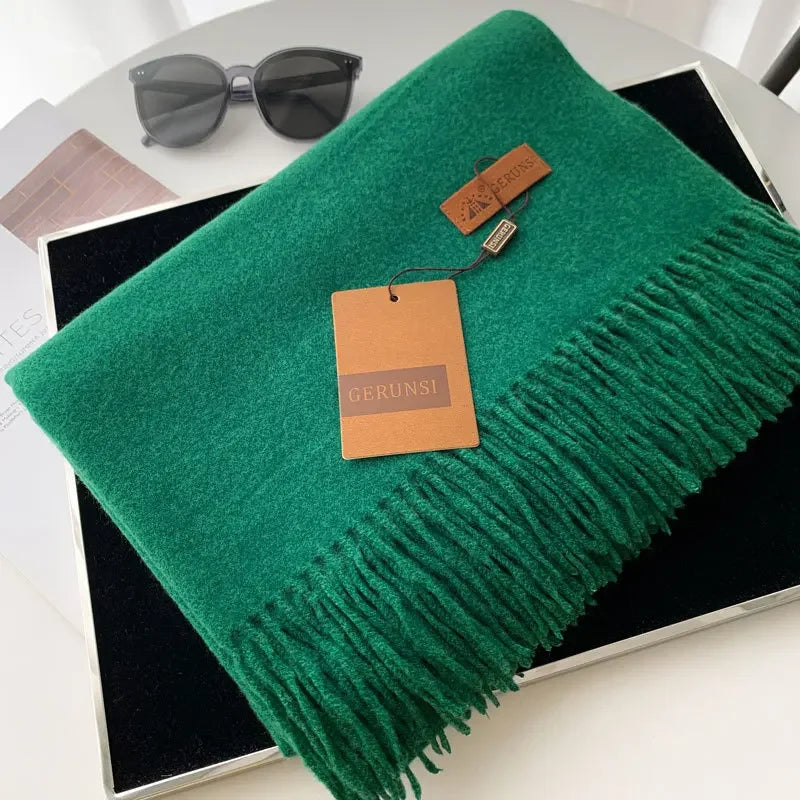 Cashmere Scarf Thick Warm Pashmina  Solid Color Tassel