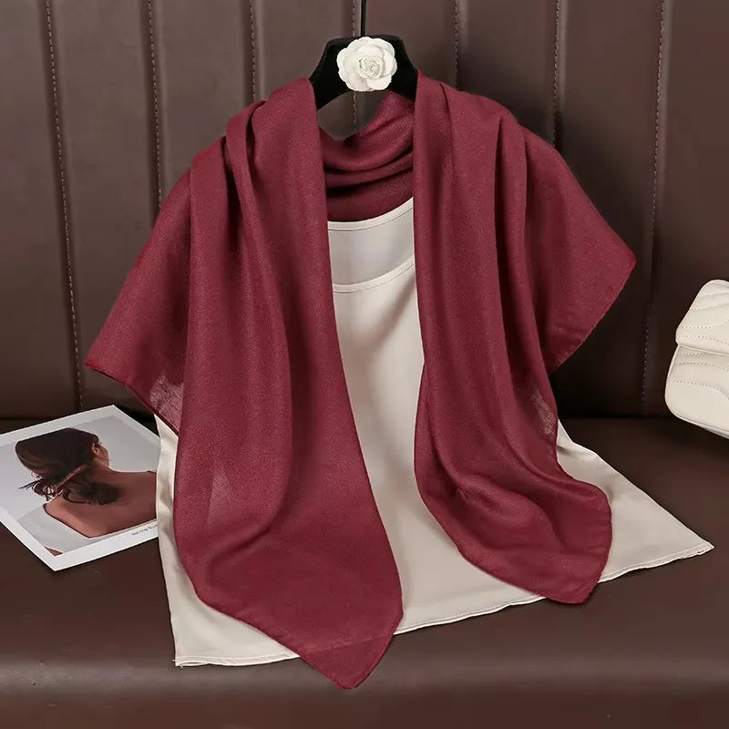 90*90cm Square Scarves Solid Color Cotton Linen
