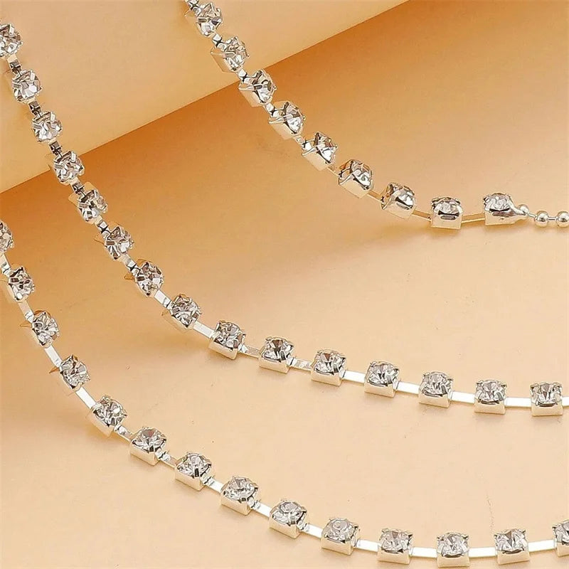 Shining Rhinestone Multilayer Chain Anklet