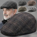 Retro Beret Wool Blend Vintage Herringbone Tweed