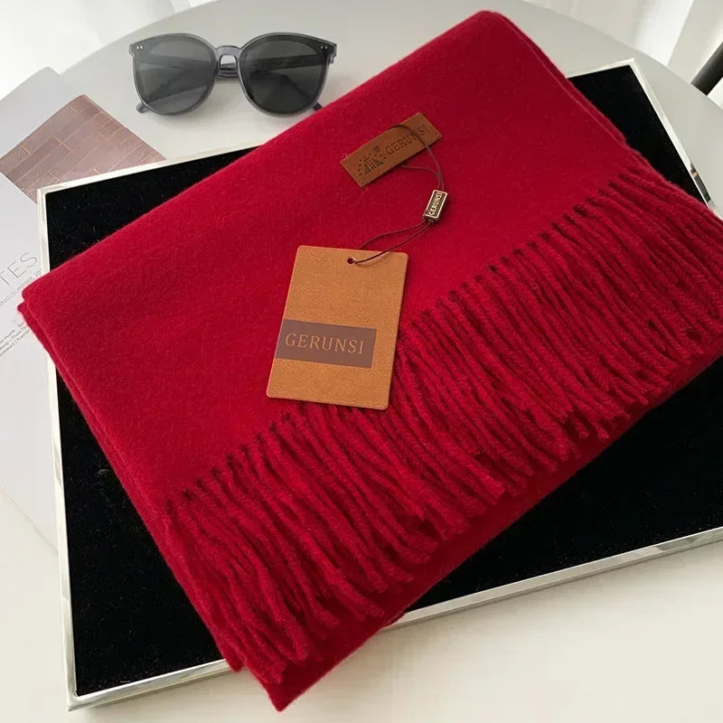 Cashmere Scarf Thick Warm Pashmina  Solid Color Tassel