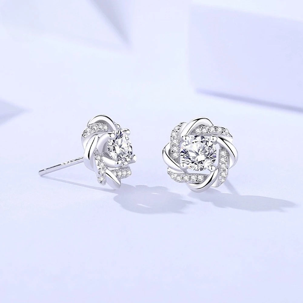 Windmill Stud Earrings Moissanite 925 Sterling Silver