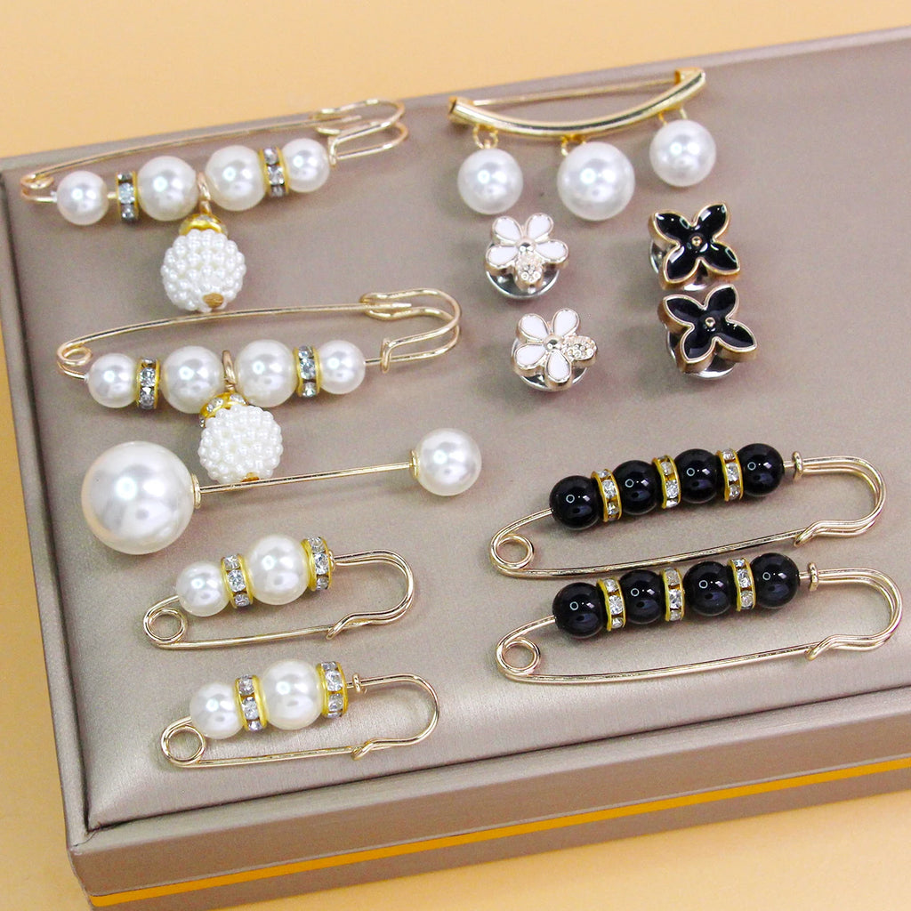 12pcs Fashion Pearl Broaches