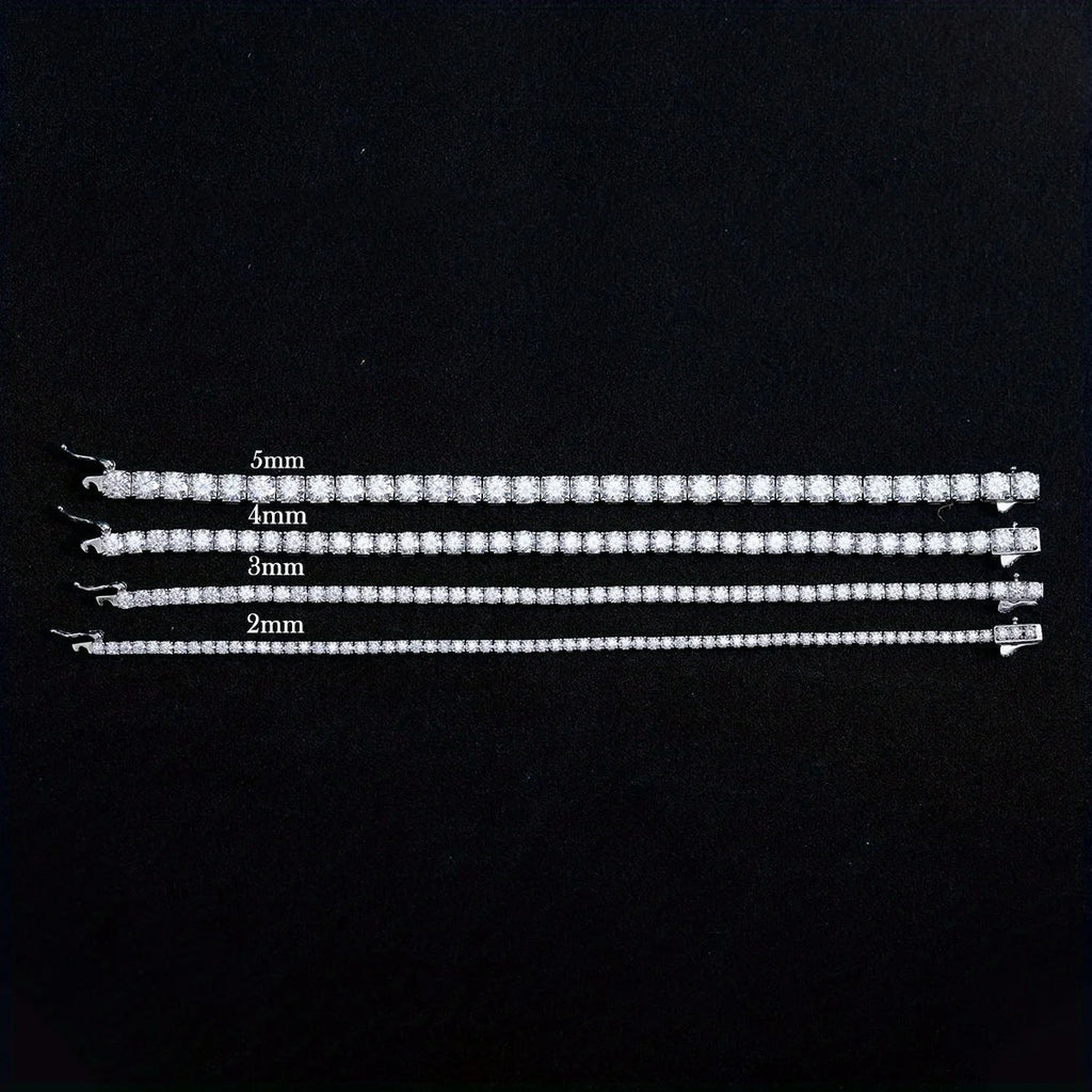 Sterling Silver Tennis Bracelet 2/ 3/ 4/ 5mm Moissanite6.69-8.66inch Length