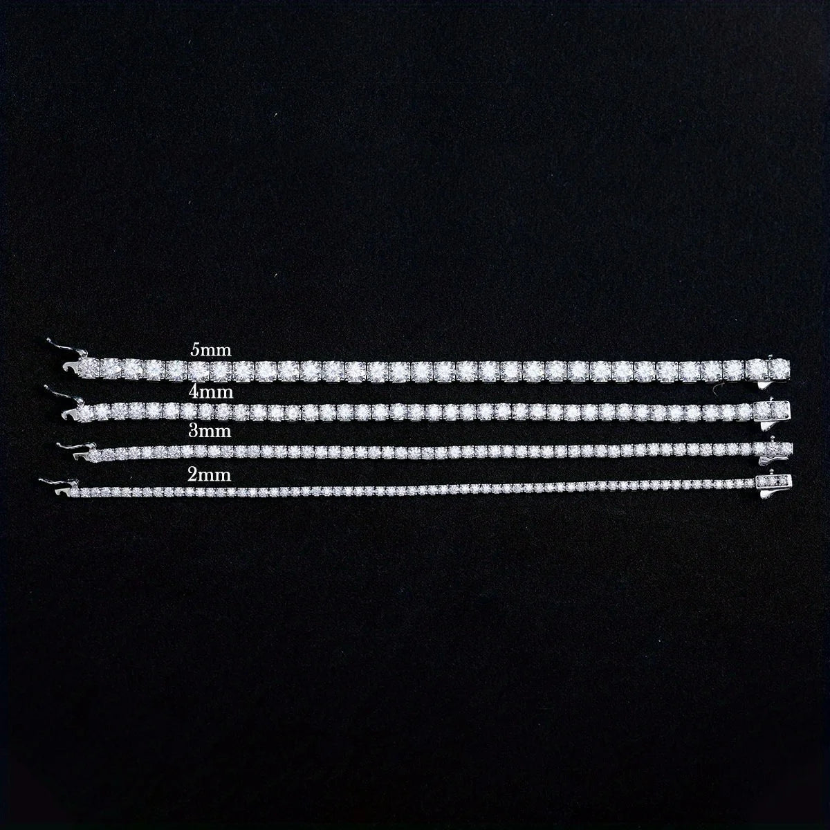 Sterling Silver Tennis Bracelet 2/ 3/ 4/ 5mm Moissanite6.69-8.66inch Length