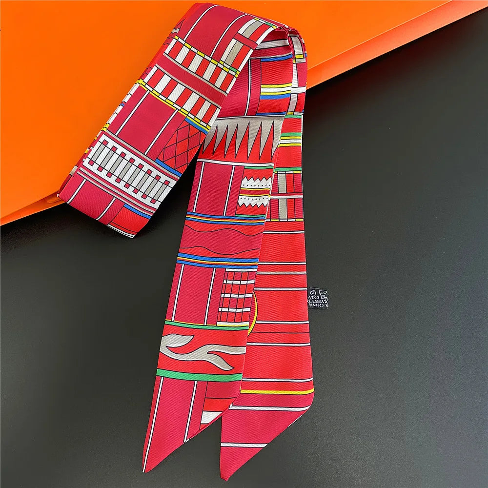 Saddle Print Summer Skinny Silk Scarf