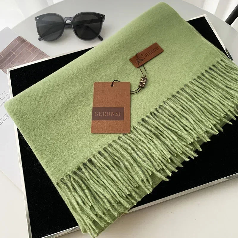 Cashmere Scarf Thick Warm Pashmina  Solid Color Tassel
