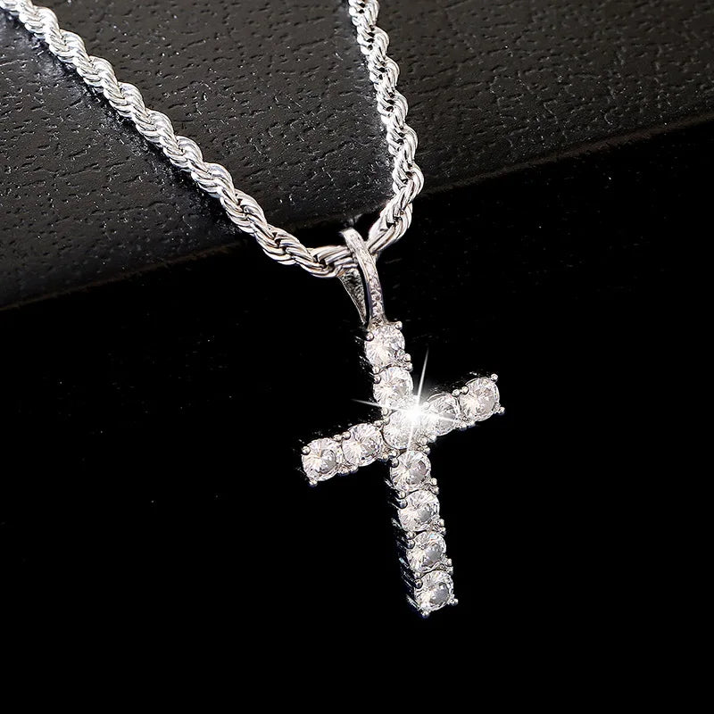 Men's Stainless Steel Cross Twist Chain Necklace