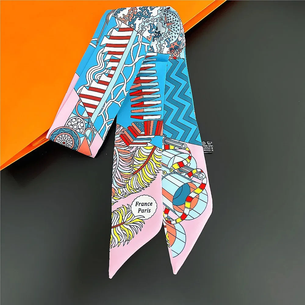 Saddle Print Summer Skinny Silk Scarf