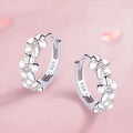 925 Sterling Silver Needle Earrings Crystal Zircon Flower  Stud