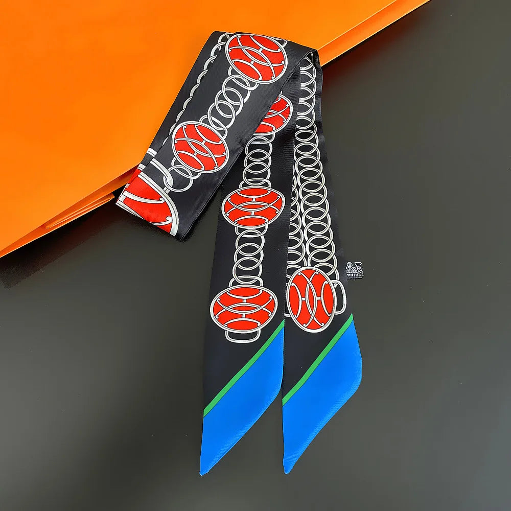 Saddle Print Summer Skinny Silk Scarf
