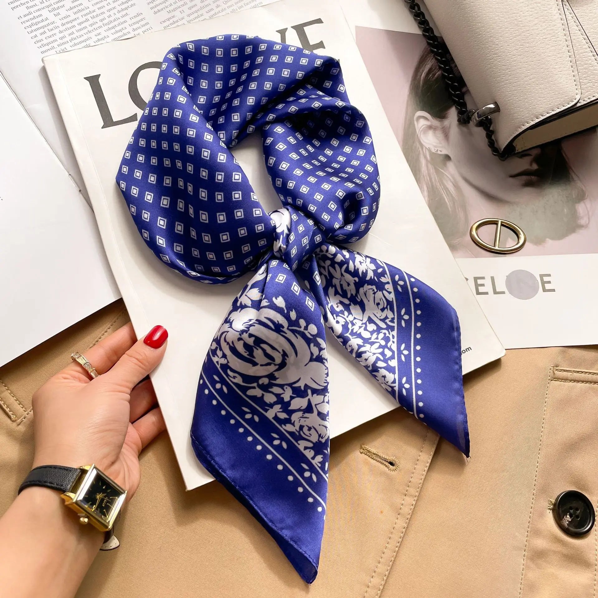 Houndstooth Printed Square Scarf