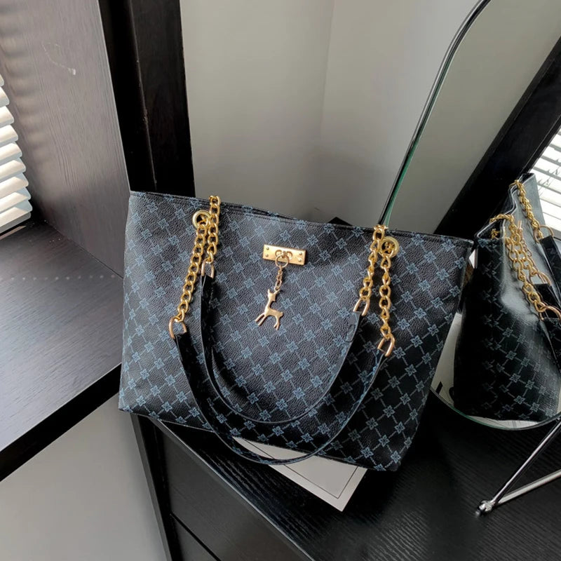 Texture Soft Leather Large Capacity Tote