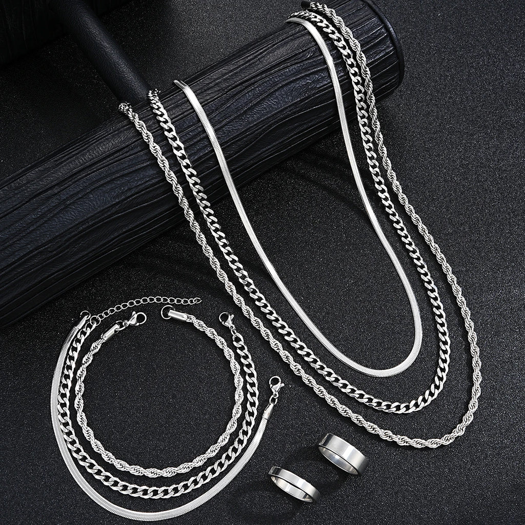 Stainless Steel Silver Color Jewelry Sets