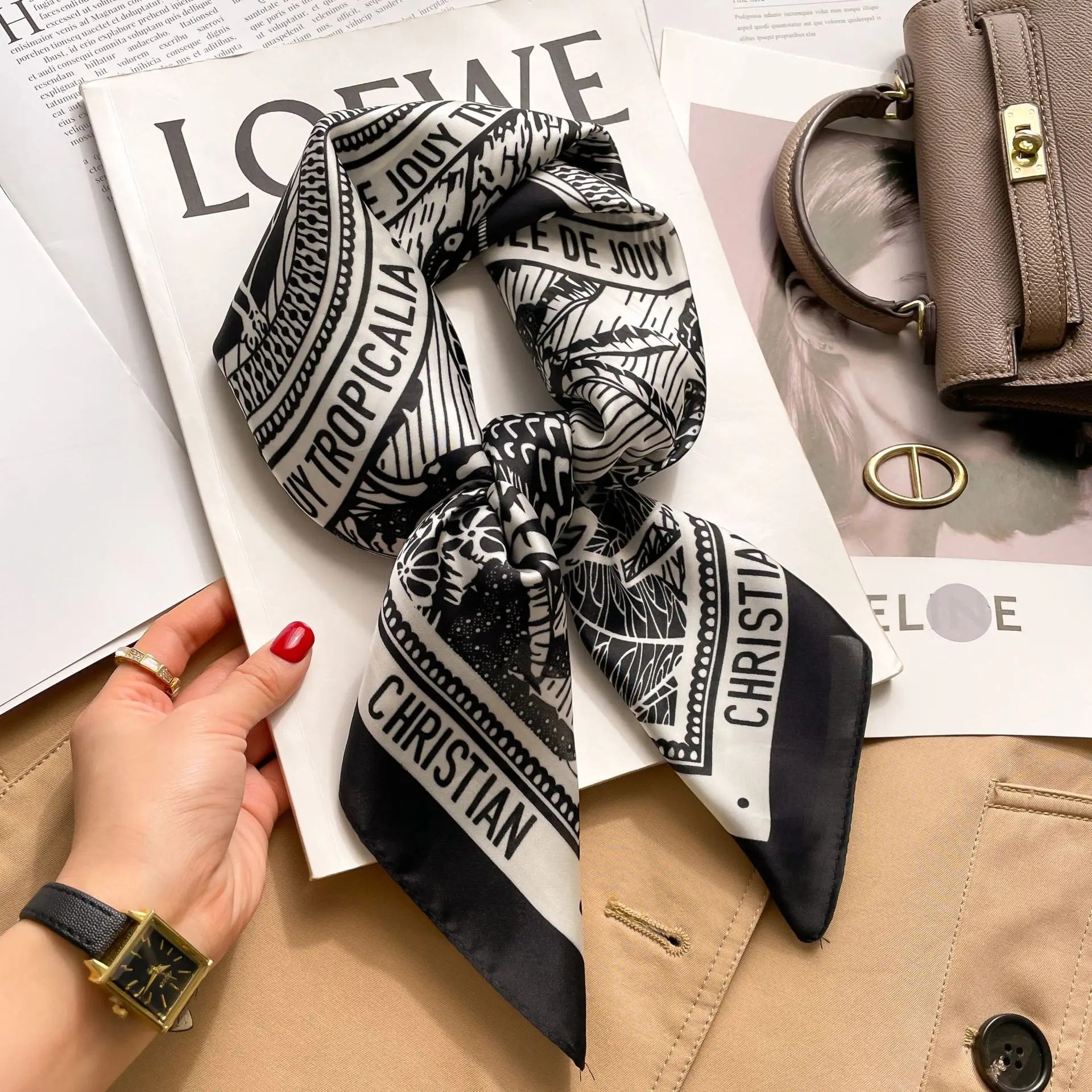 Houndstooth Printed Square Scarf