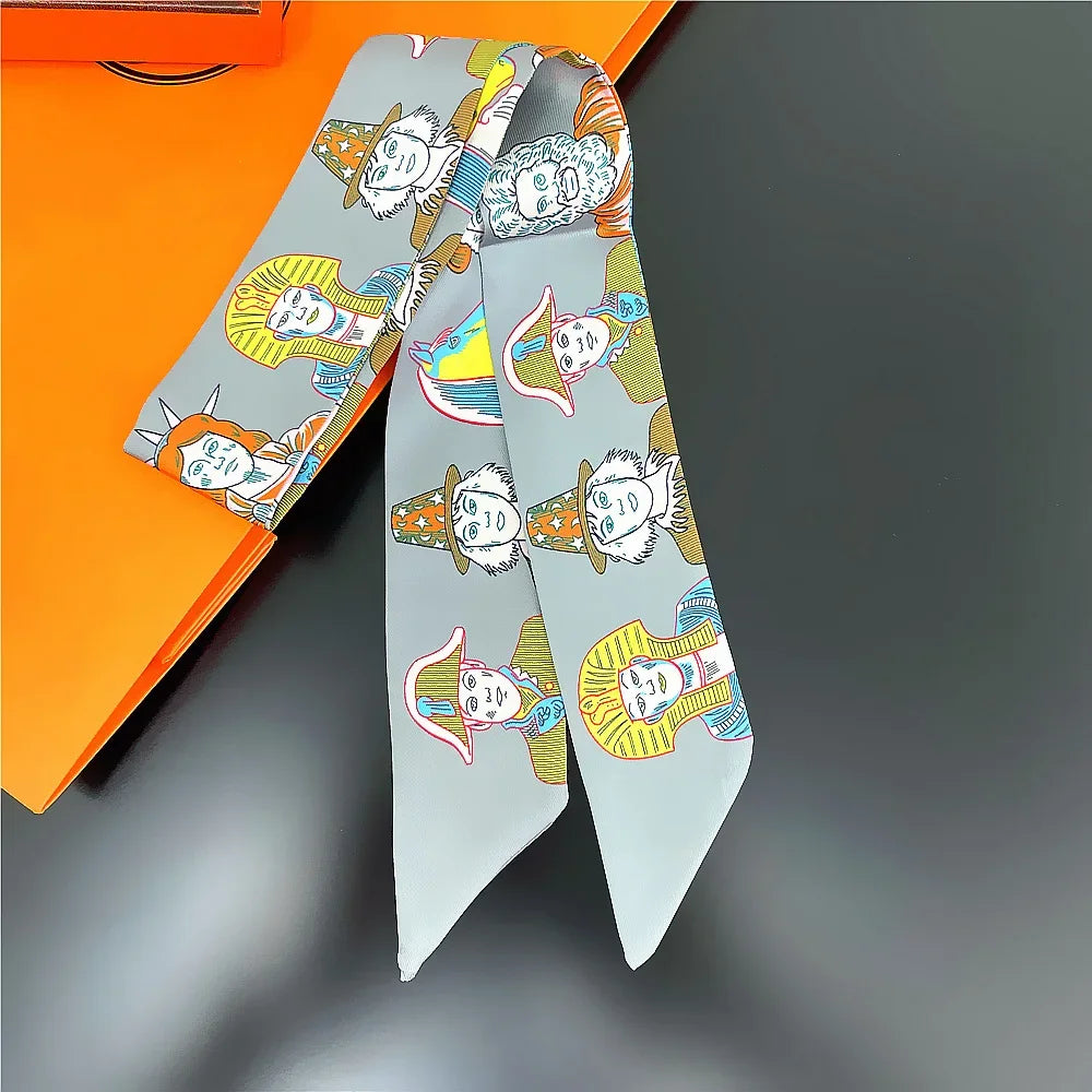 Saddle Print Summer Skinny Silk Scarf