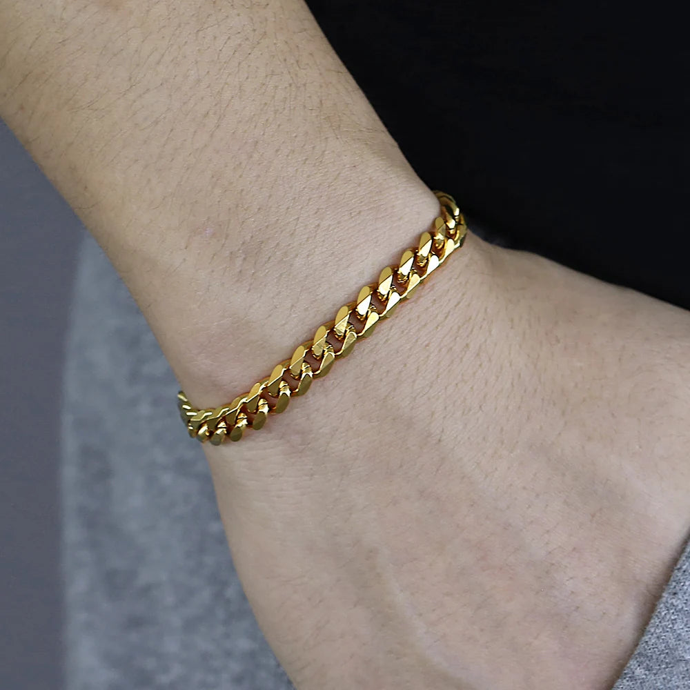 3-11MM Gold Color Stainless Steel Bracelets