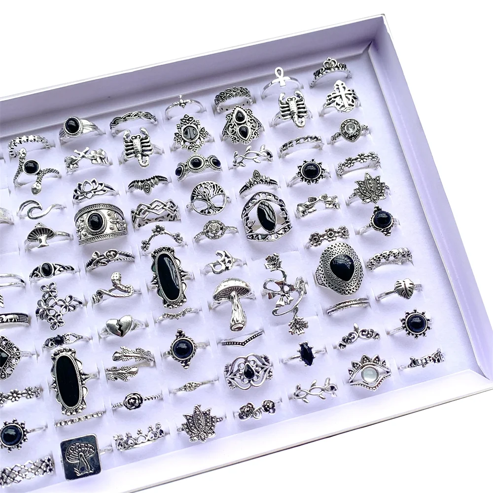 20Pcs Vintage Bohemia Black Rings Set