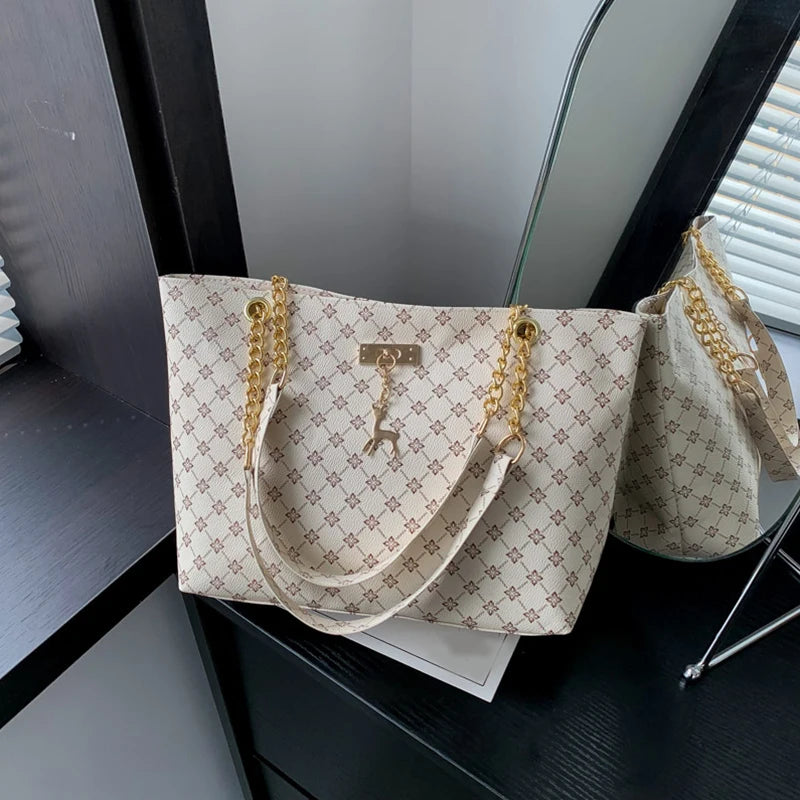 Texture Soft Leather Large Capacity Tote