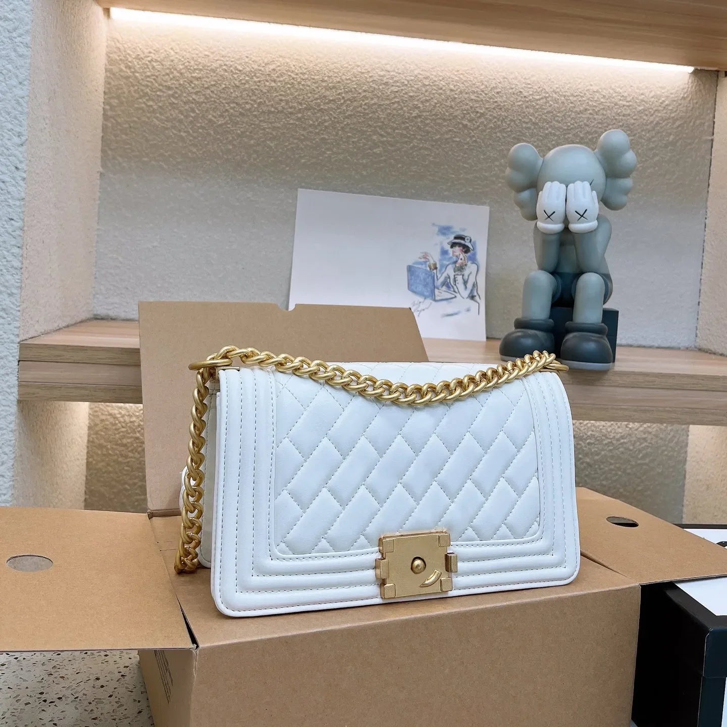 Designer Shoulder Bag Genuine Leather Bags Gold buckle Grey Lady Purse Luxury Casual Brand Handbag Tote Chain Trunk Spicy Mom Ba