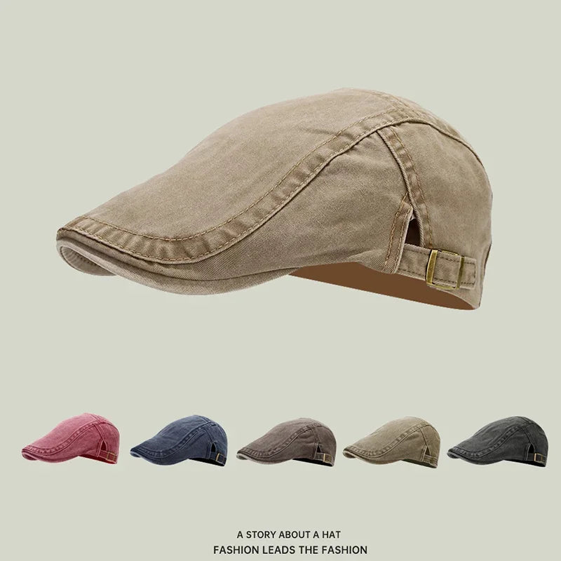Spring Summer Vintage Cotton Beret Men Women Fashion Flat Visor Cap Casual Berets Retro Newsboy Hat Unisex Adjustable Sun Hats