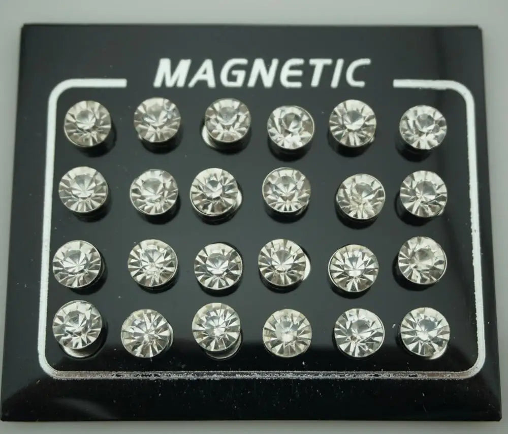 3/4/5/6/7mm  Rhinestone Magnet Stud Earring