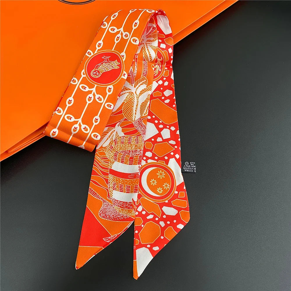 Saddle Print Summer Skinny Silk Scarf