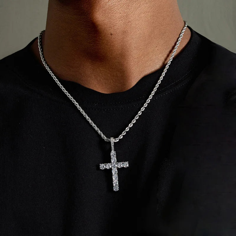Men's Stainless Steel Cross Twist Chain Necklace