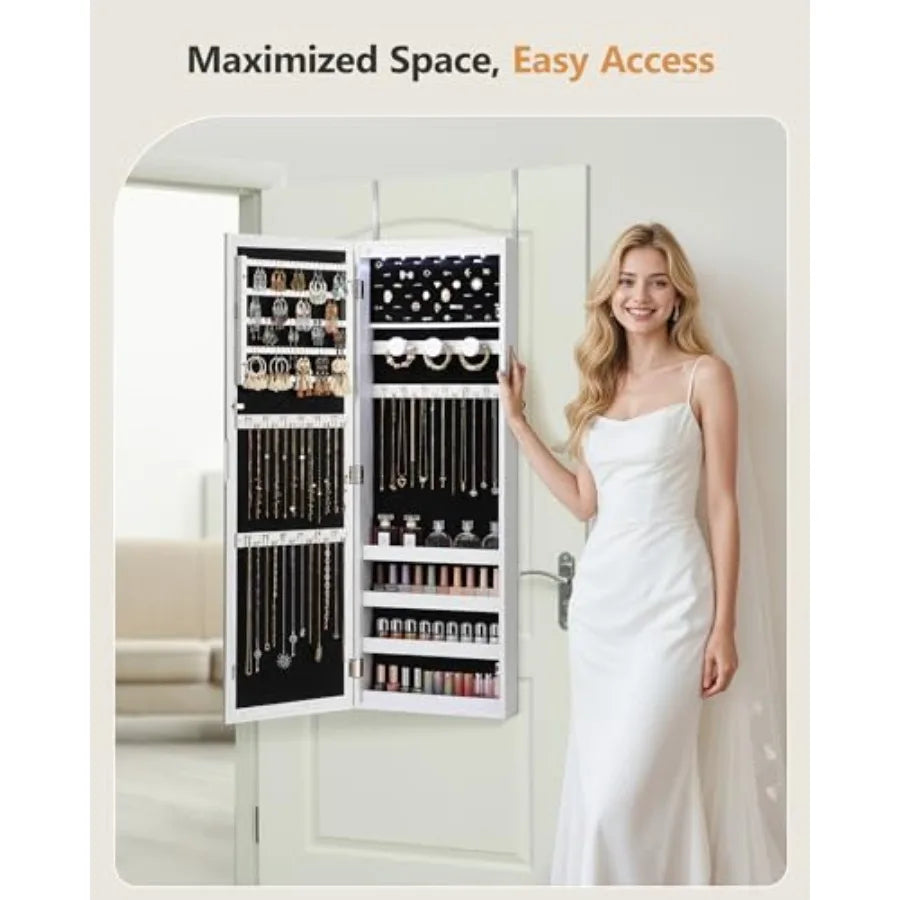 Mirror Jewelry Cabinet Large Capacity Lockable