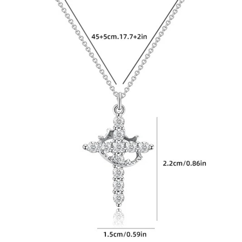 Pave Zircon Cross Necklace | Gold/Silver Dual-Tonei