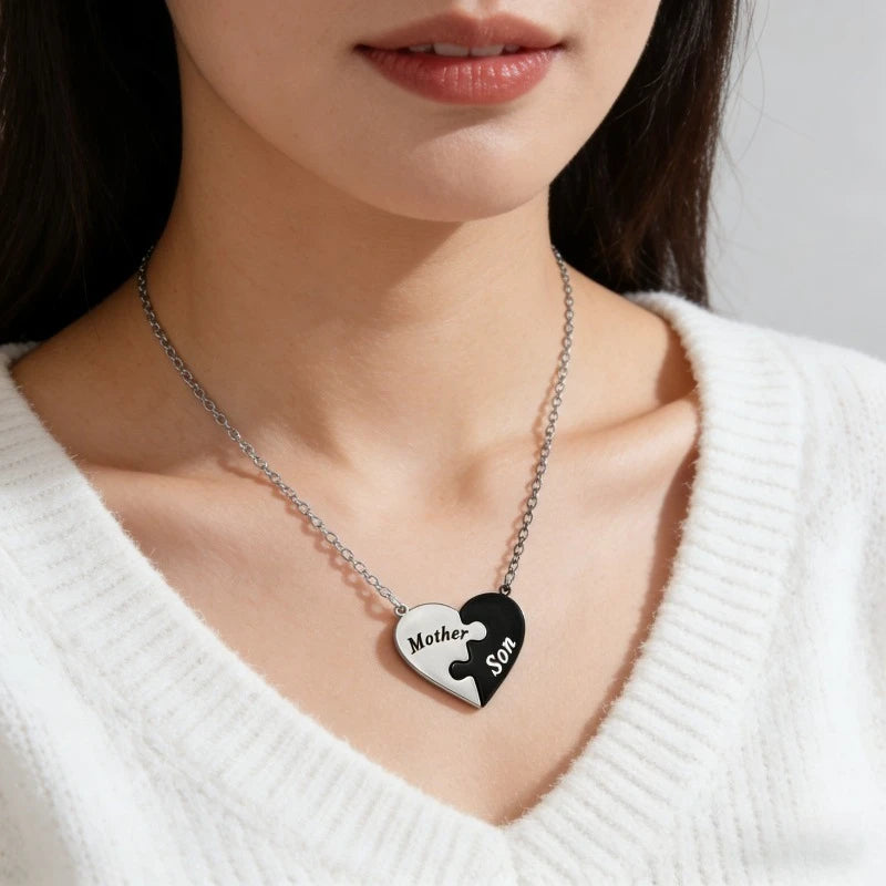 Mother & Son Matching Heart  Necklace