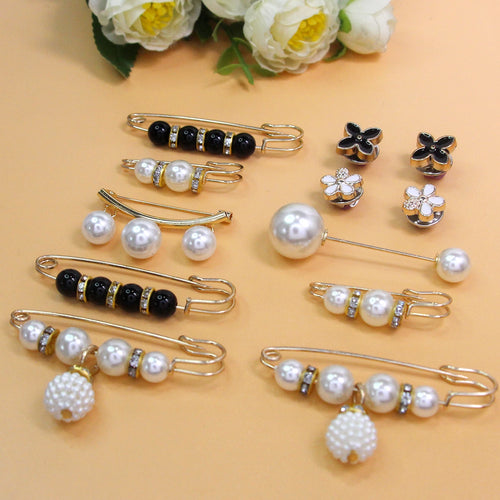 12pcs Fashion Pearl Broaches