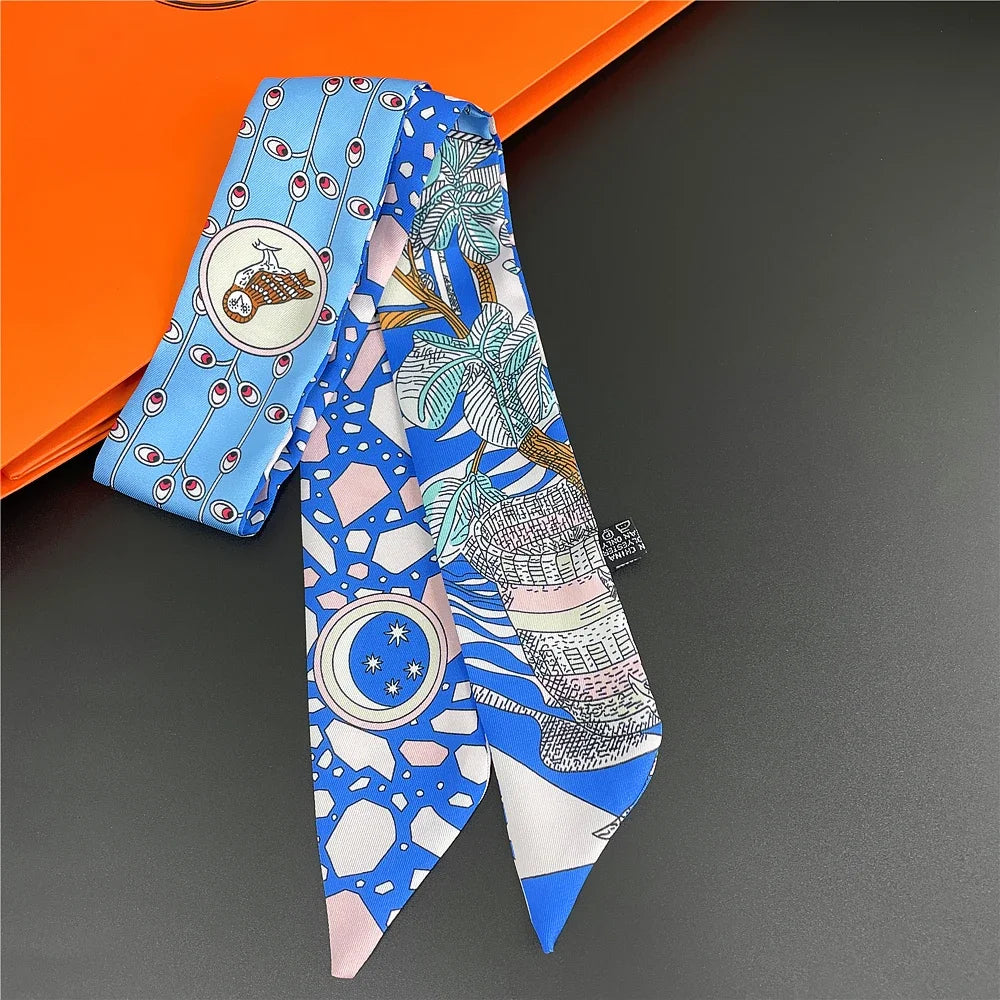 Saddle Print Summer Skinny Silk Scarf