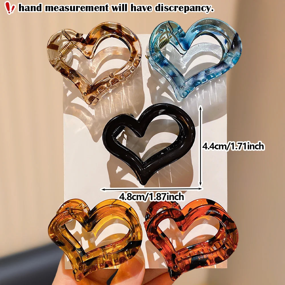5-Pack Heart Claw Clips – Multi-Color