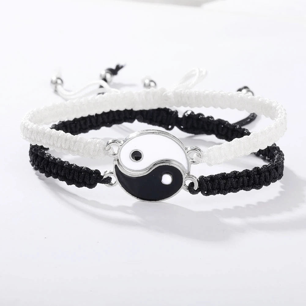 Tai Chi Black and White Yin and Yang Rope Bracelet