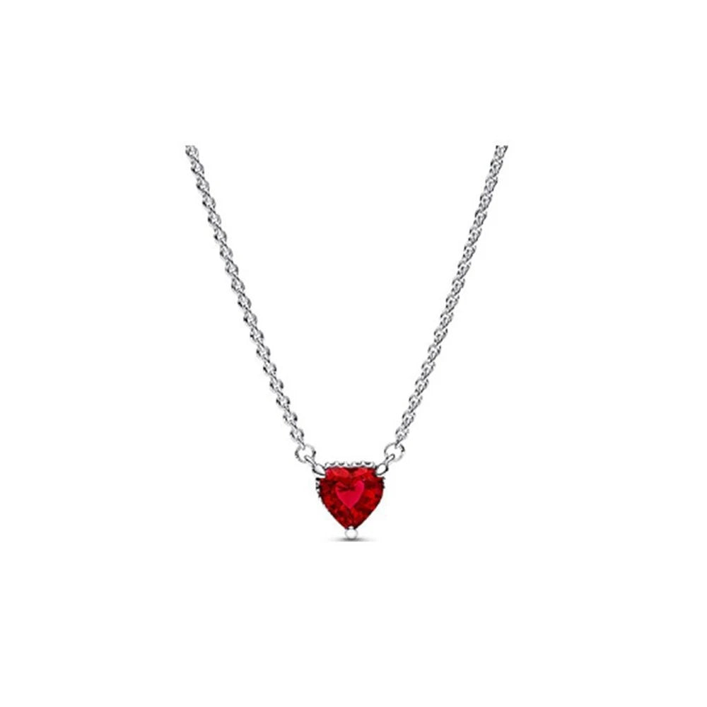 heart-shaped,  white copper silver plated necklace