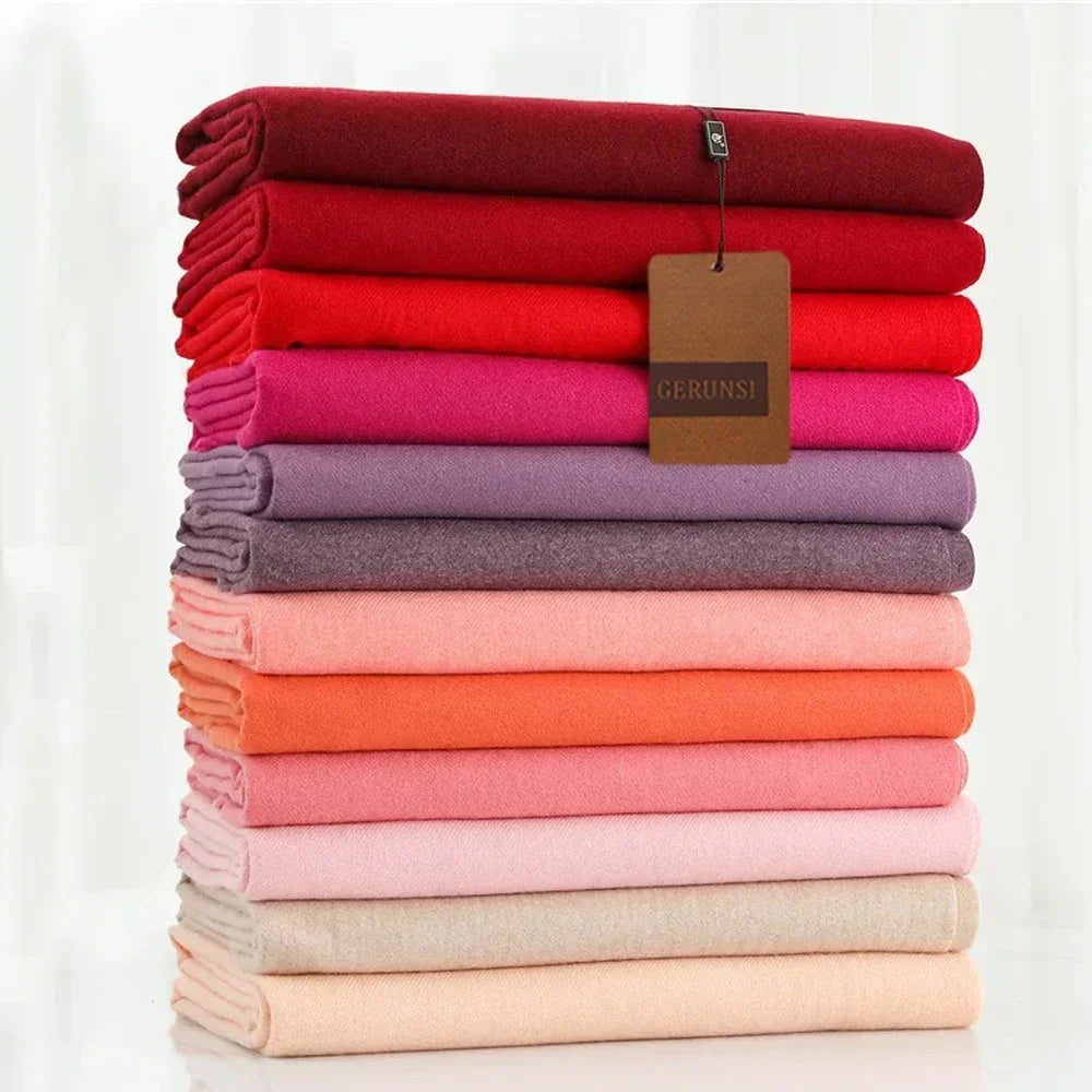 Cashmere Scarf Thick Warm Pashmina  Solid Color Tassel