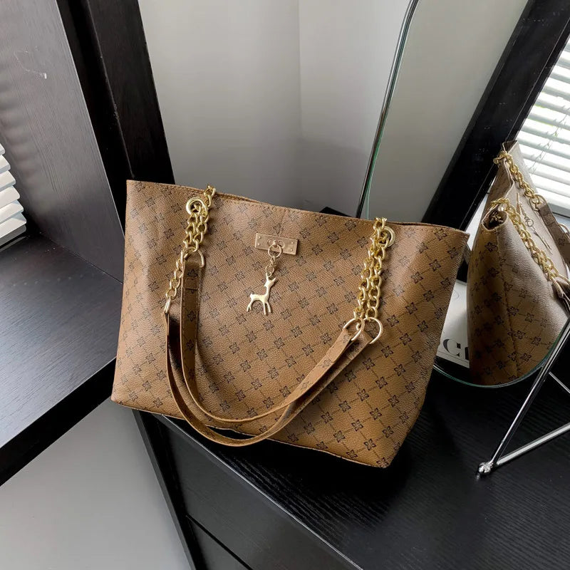 Texture Soft Leather Large Capacity Tote